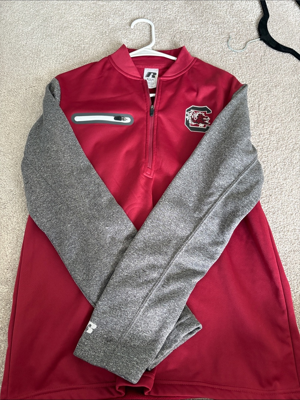 Russell Athletic South Carolina Garnet & Gray Half-Zip Pullover